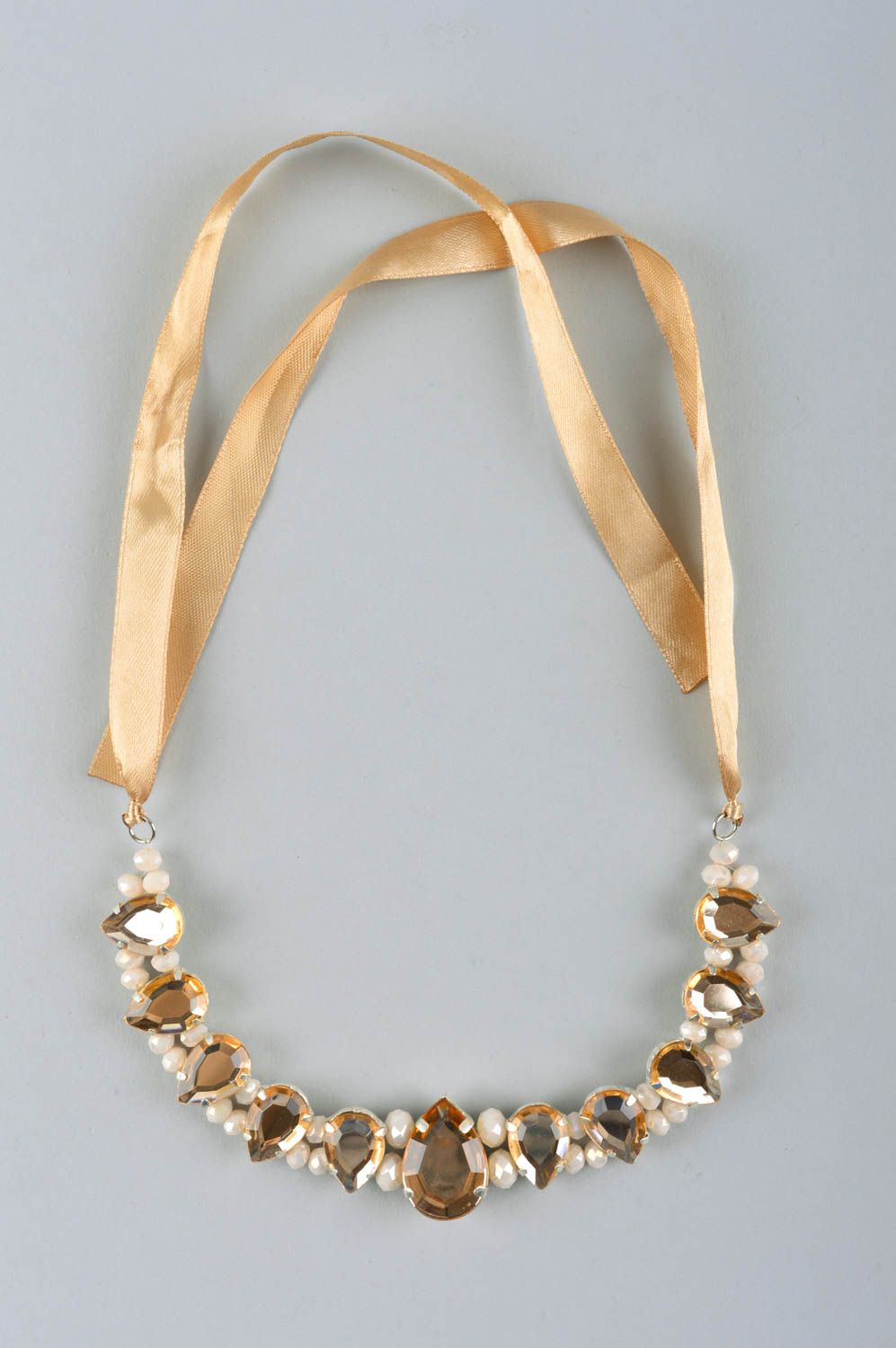 Handmade beige Damen Collier Modeschmuck Halskette Accessoire für Frauen foto 2