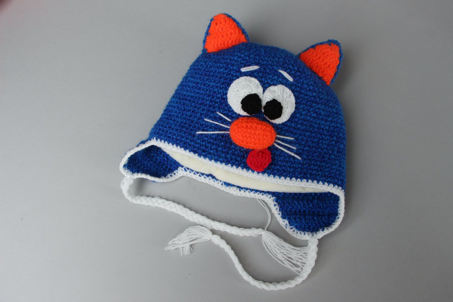 Bonnet chat d'enfant tricoté main  photo 1