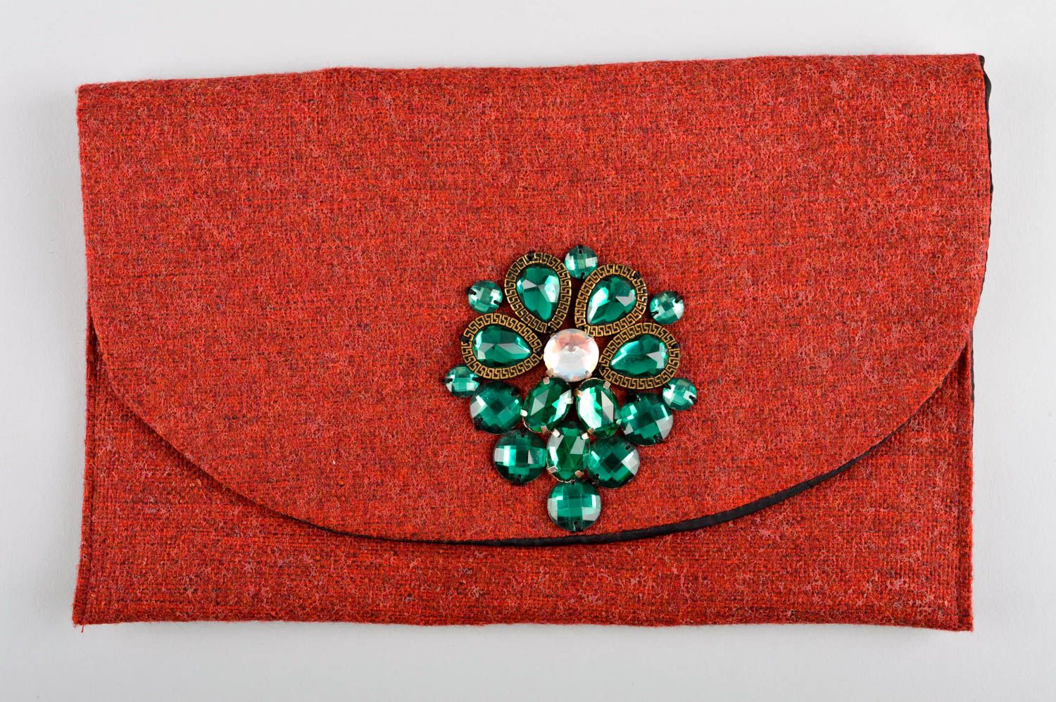 Rote Clutch Tasche handmade ausgefallene Tasche Damen Accessoire aus Leinen foto 3