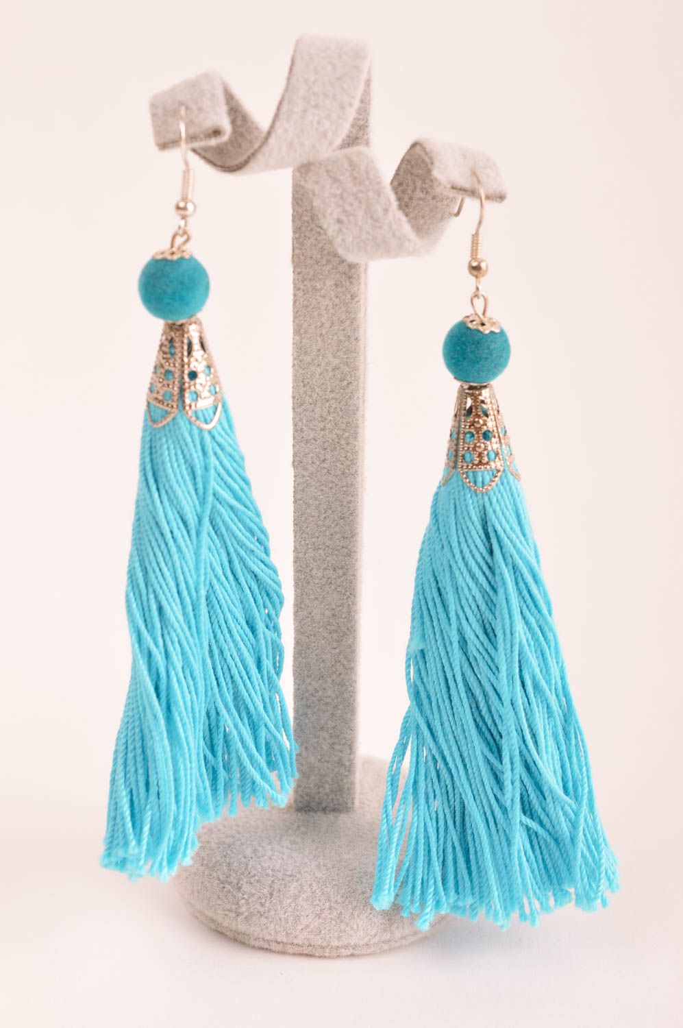 Unusual handmade thread earrings tassel earrings textile earrings gifts for her photo 2