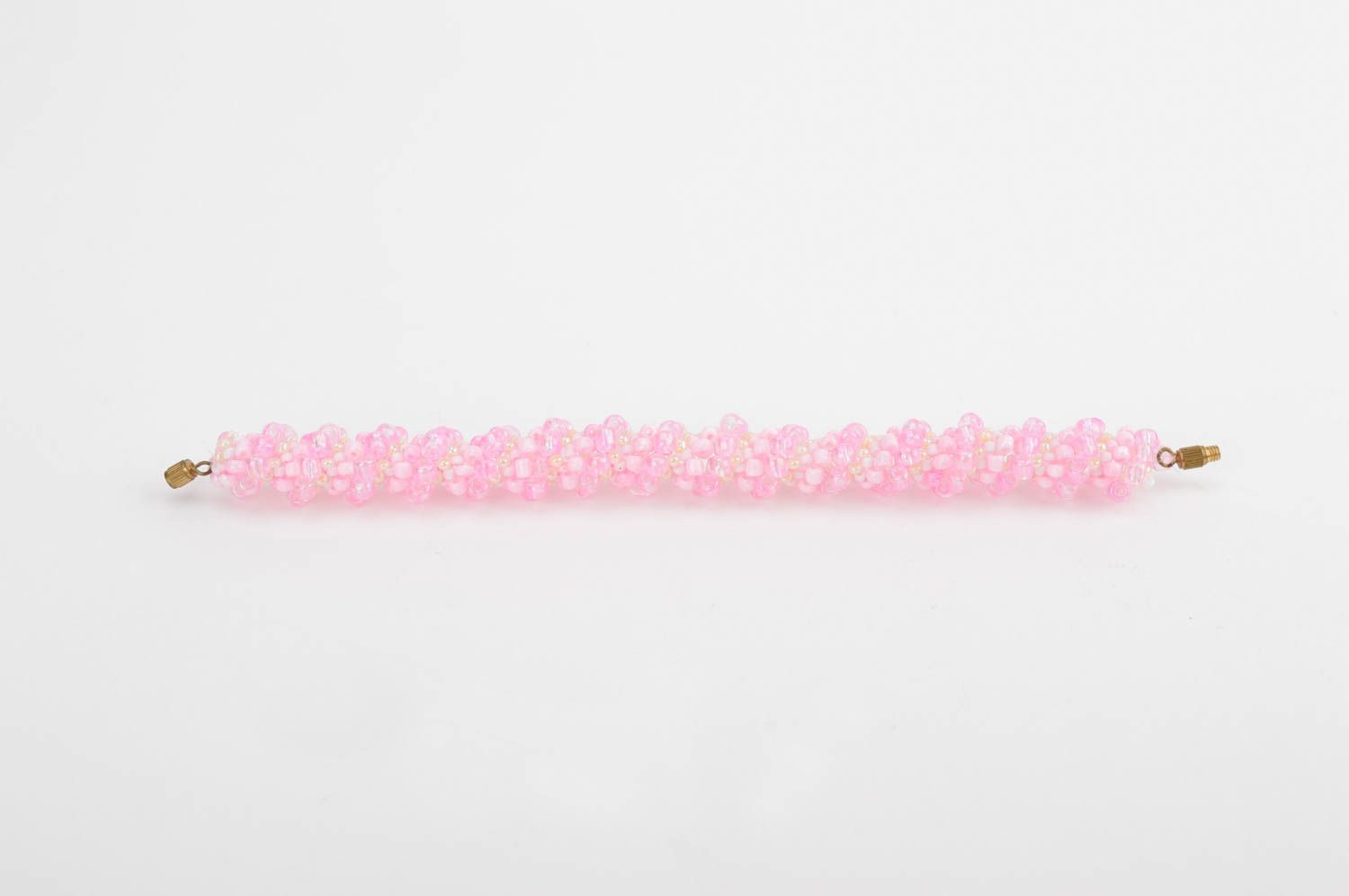 Pink delicate beaded bracelet for girls photo 4