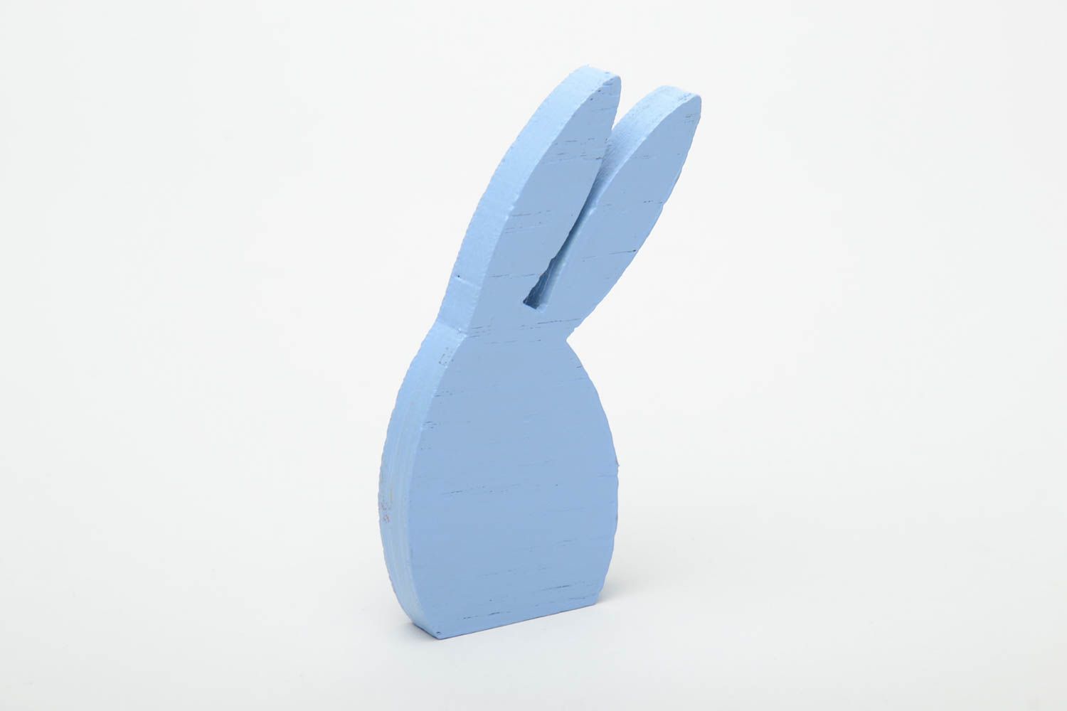 Painted plywood figurine in the shape of blue rabbit photo 3
