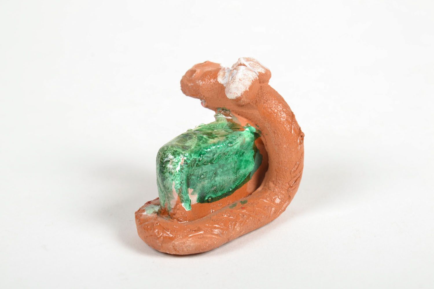Statuetta serpente in argilla fatta a mano figurina decorativa in ceramica 
 foto 3