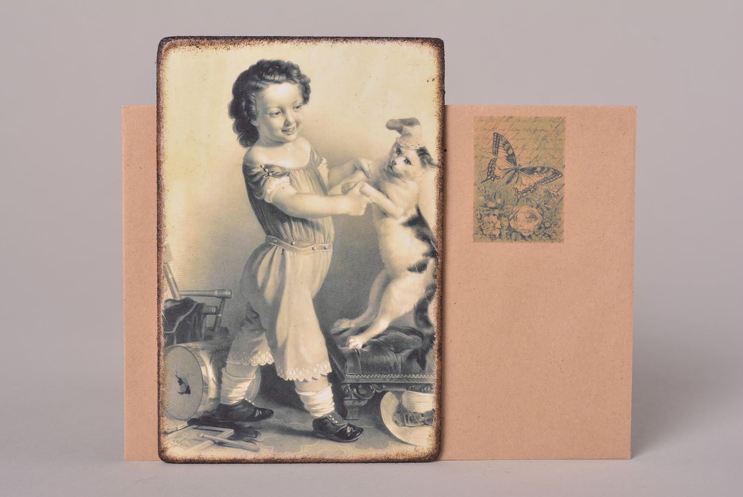 Beautiful handmade greeting card vintage post card decoupage ideas small gifts photo 1