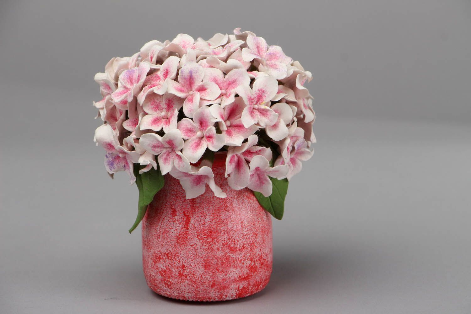 Pot de fleurs artificielles en argile polymère Hortensia photo 1