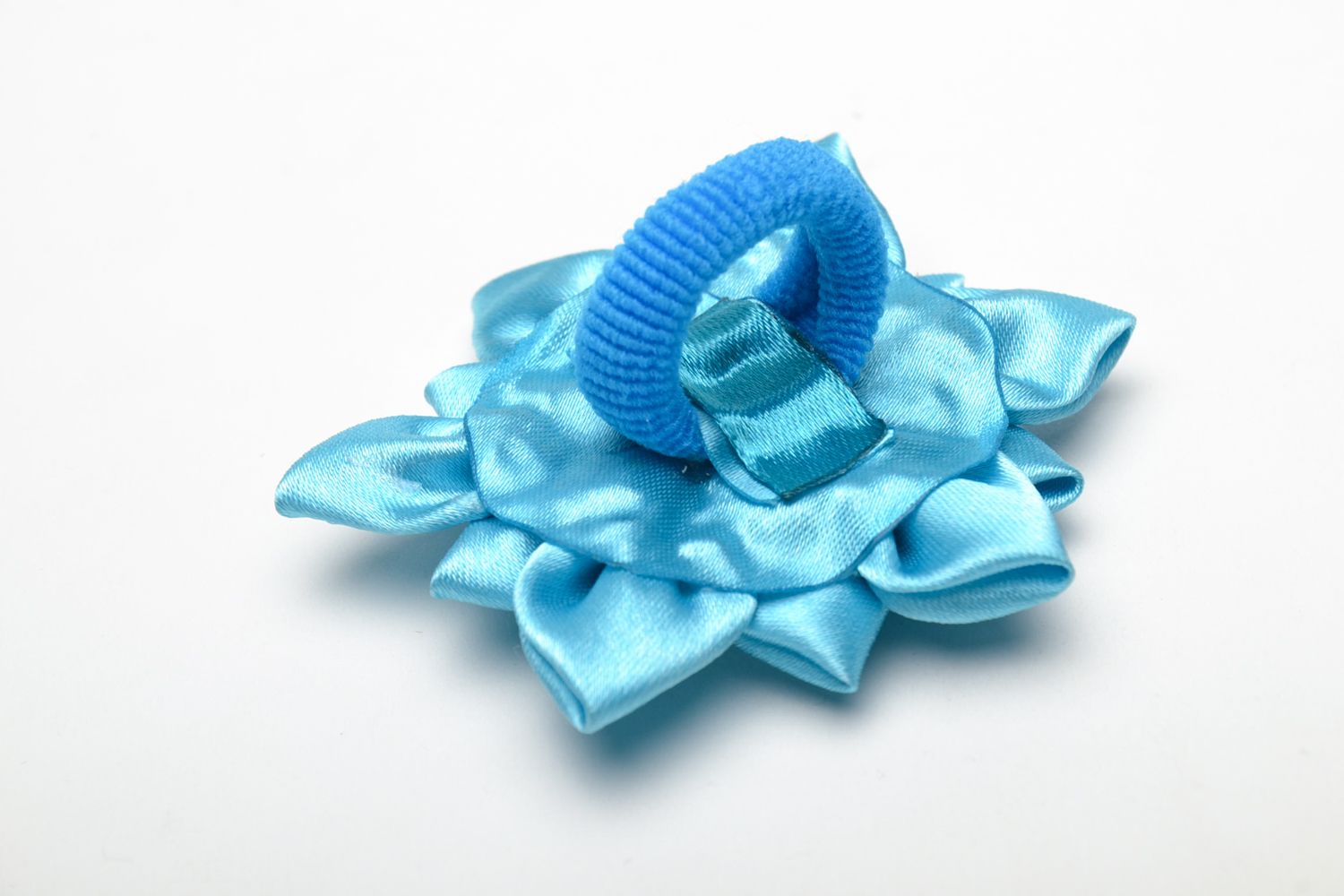 Elastico di nastri fatto a mano fiocco per capelli accessori da donna azzurro foto 4