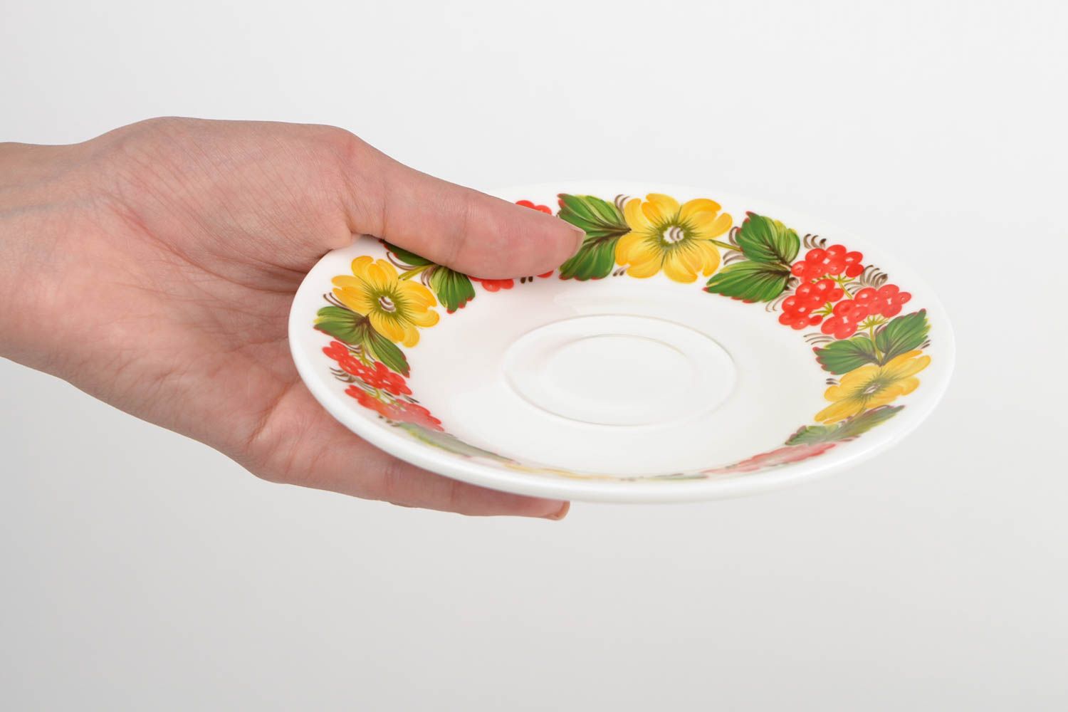 Soucoupe porcelaine Petite assiette faite main peinte ronde Service vaisselle photo 2
