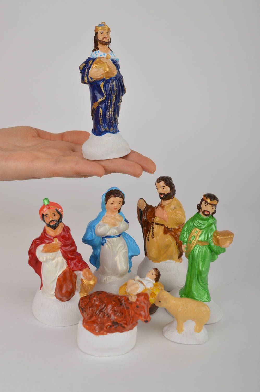 Figuritas de belén hechas a mano de yeso decoración navideña figuras artesanales foto 5