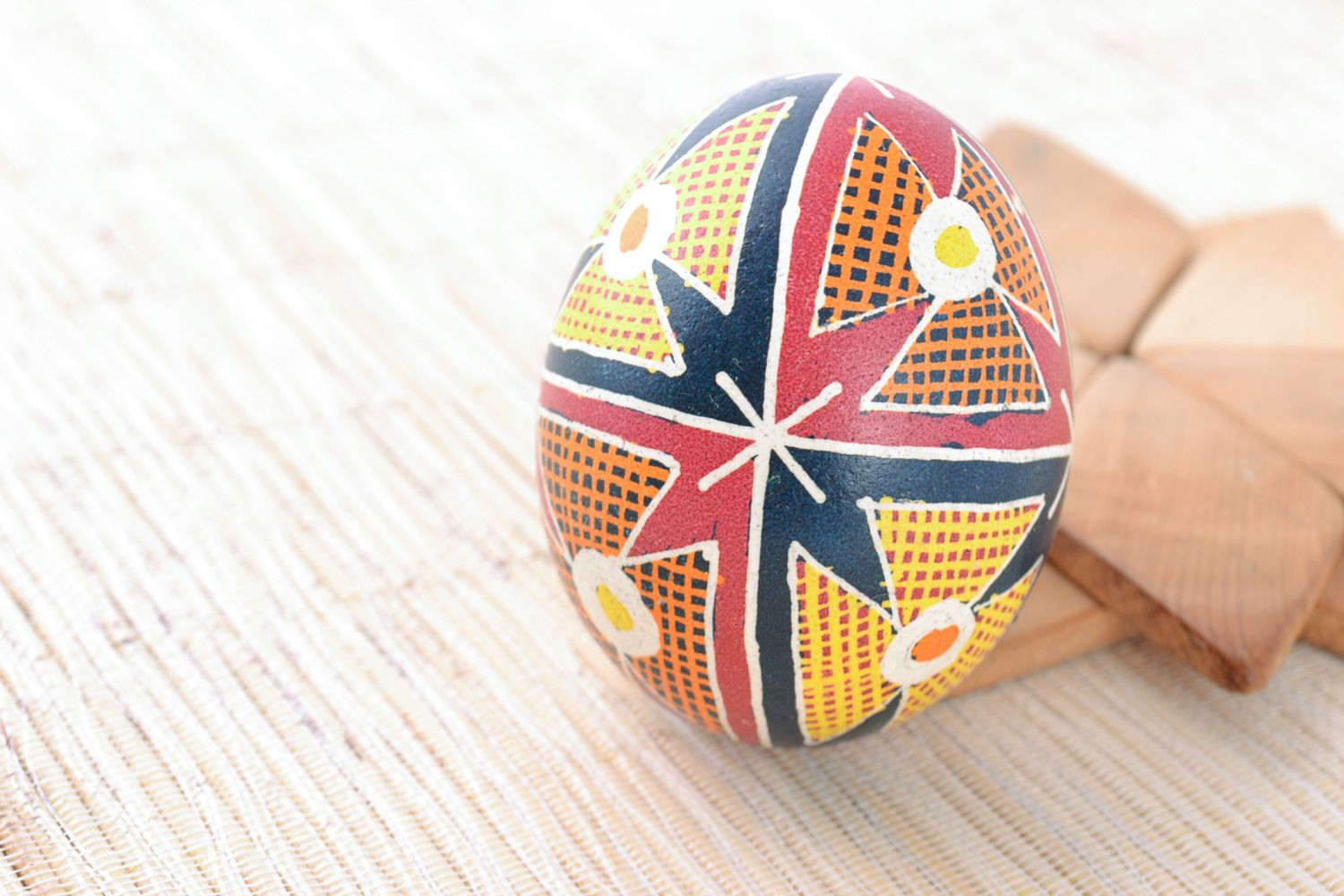 Handmade beautiful chicken egg painted with ornaments for Easter decoration  photo 1