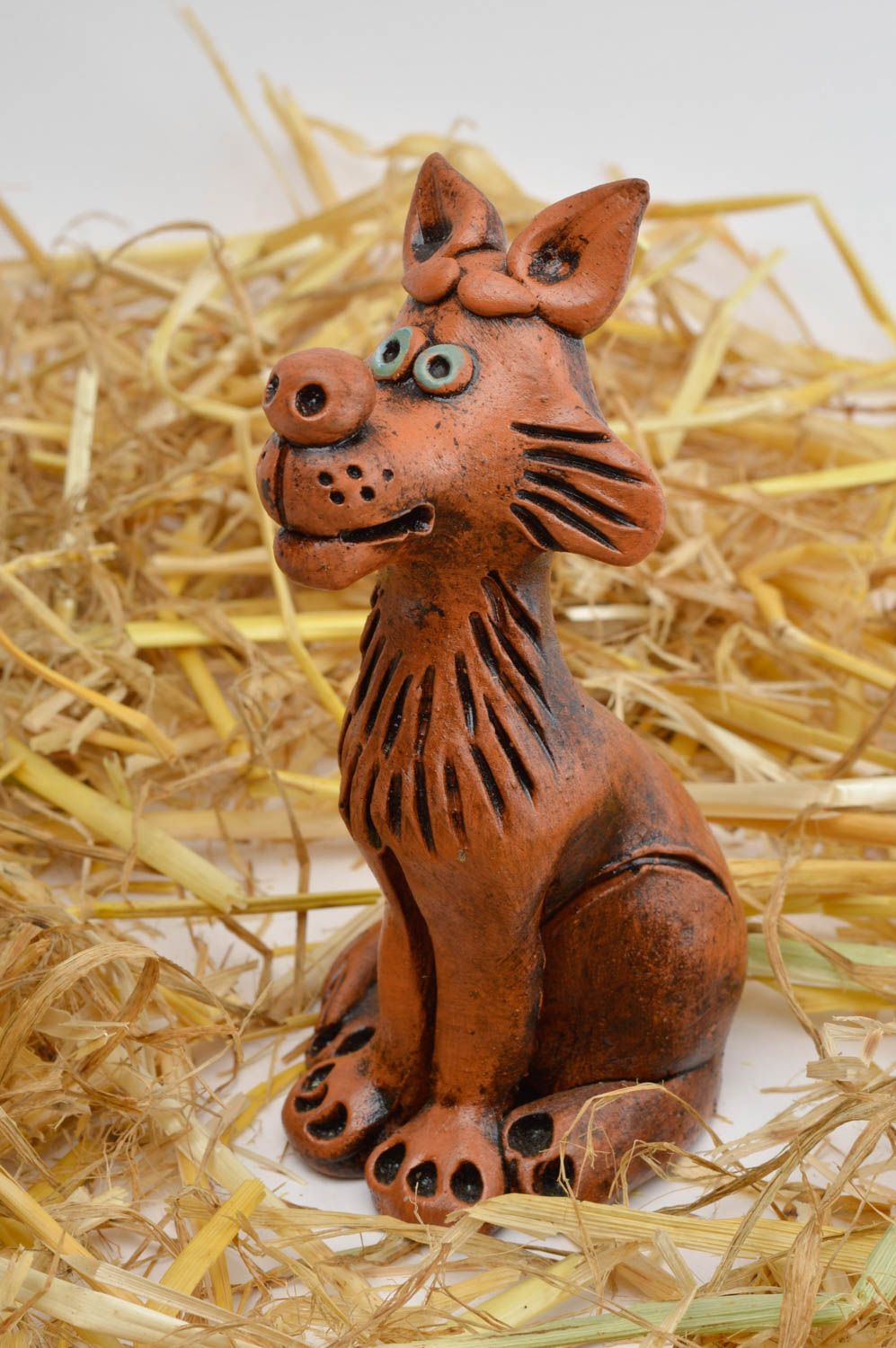 Handmade Keramik Figur Kinder Geschenk Wohnzimmer Deko aus Ton Tier lustig foto 2