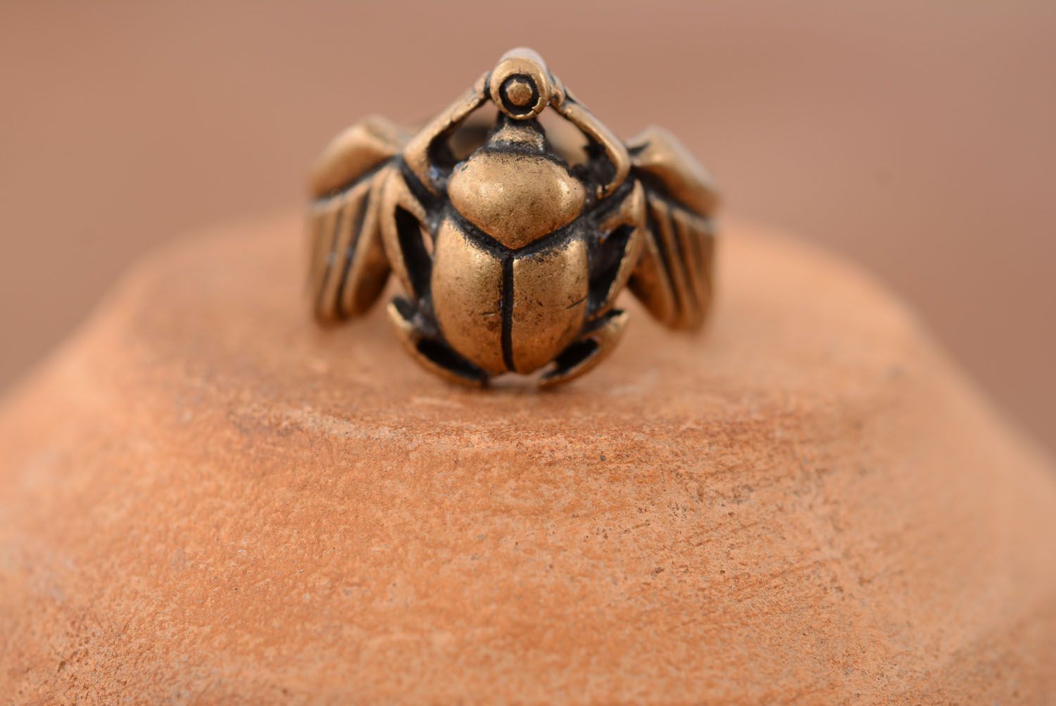 Anel de bronze artesanal Escaravelho foto 1