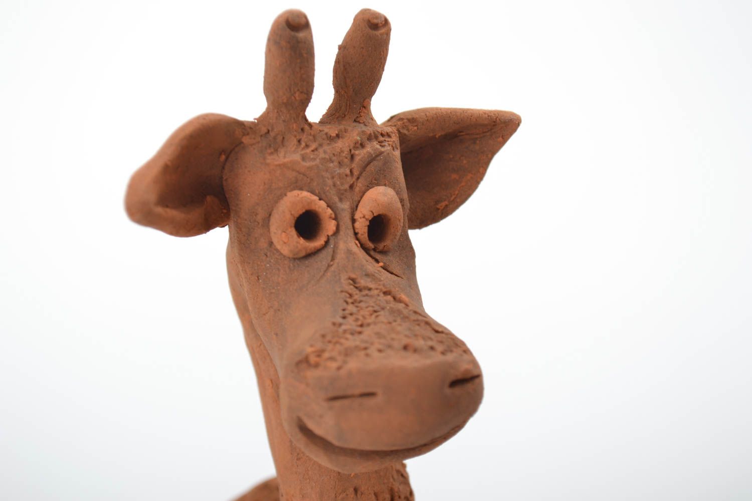 Figurine girafe Statuette céramique faite main marron originale Déco maison photo 2