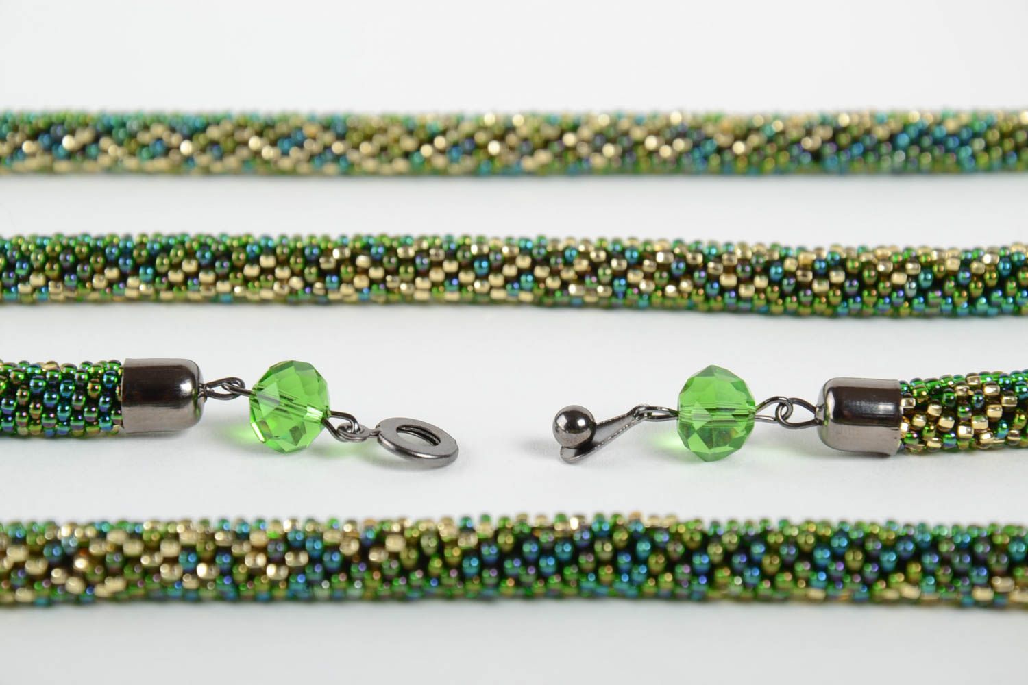 Collier spirale Bijou fait main Cadeau femme vert en perles de rocaille photo 5