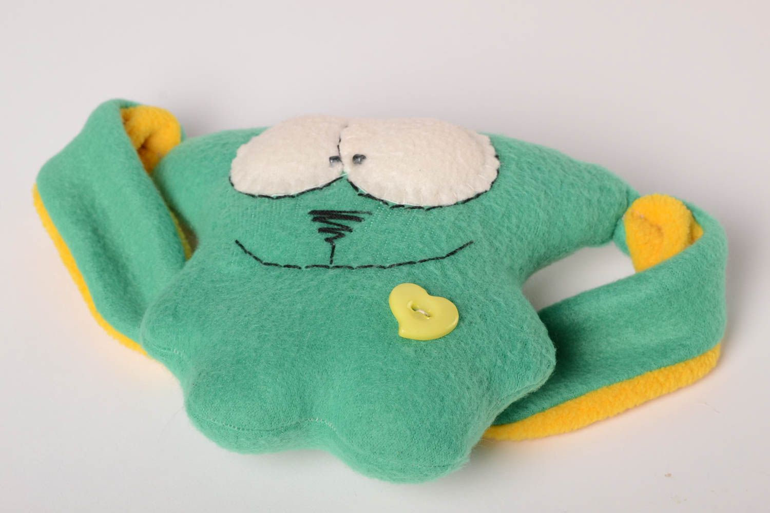 Детская игрушка ручной работы игрушка из флиса мягкая игрушка зеленый заяц яркий фото 3
