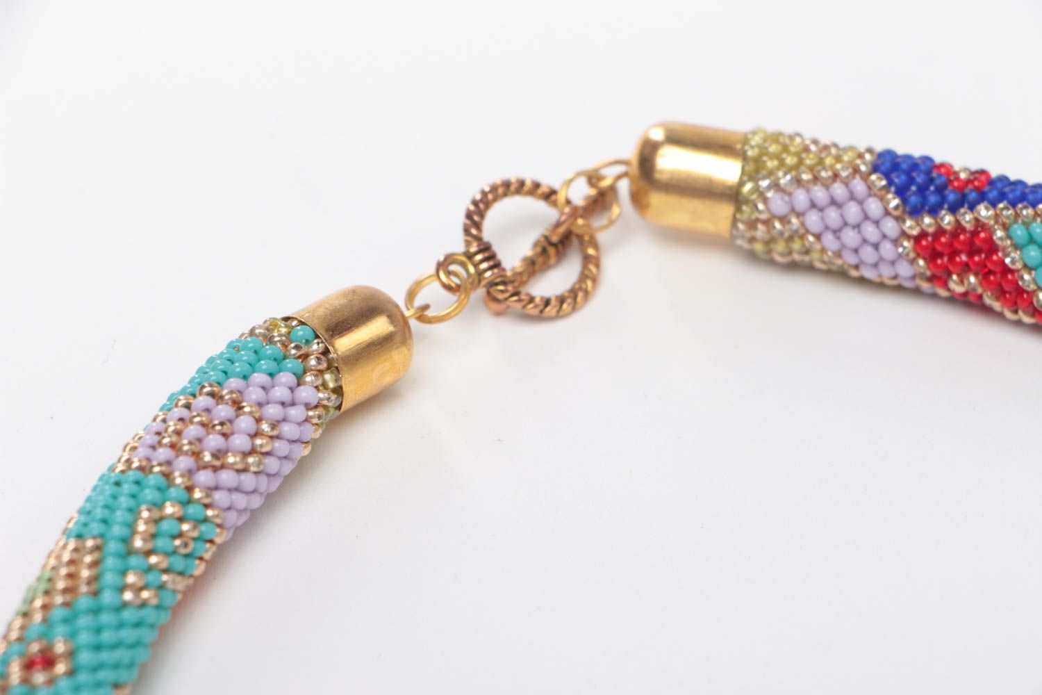 Ожерелье из бисера в форме жгута цветное стильное необычное модное ручной работы фото 4