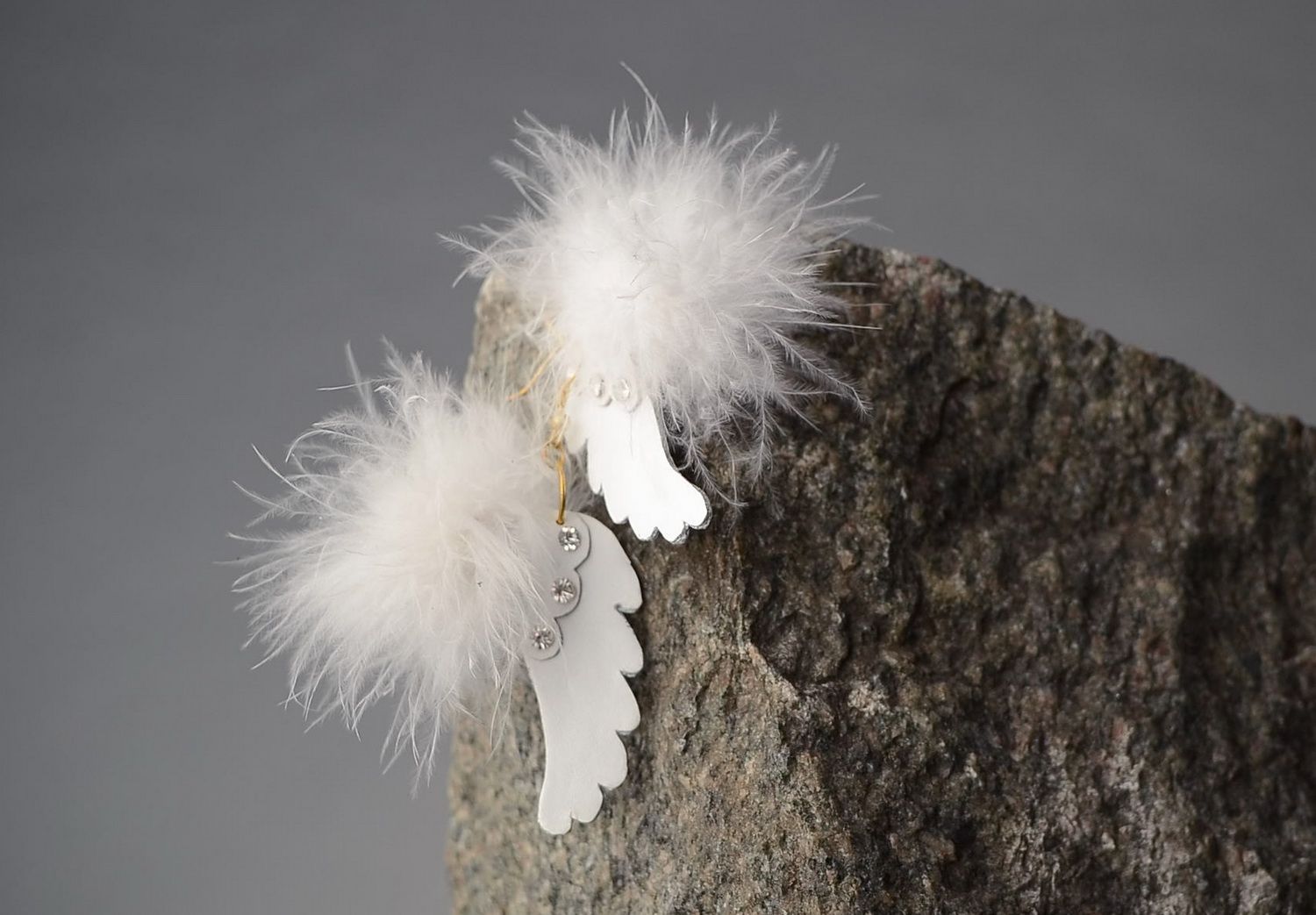 Leather earrings Wings of angel photo 3