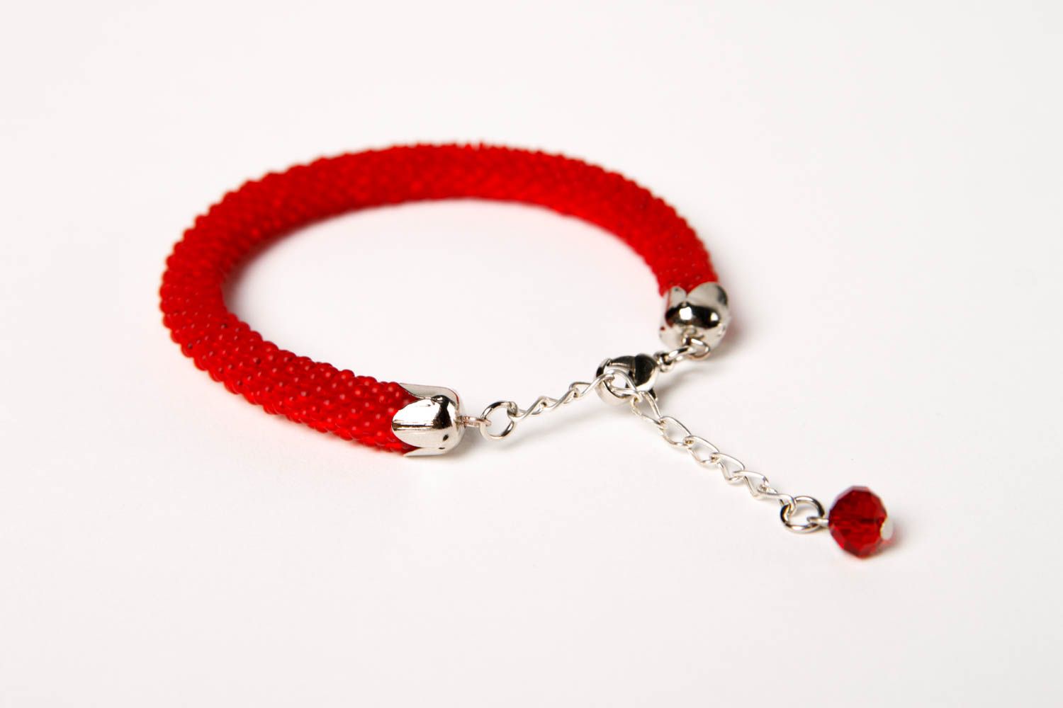Brazaleste artesanal de abalorios regalo original pulsera para mujer color rojo foto 4