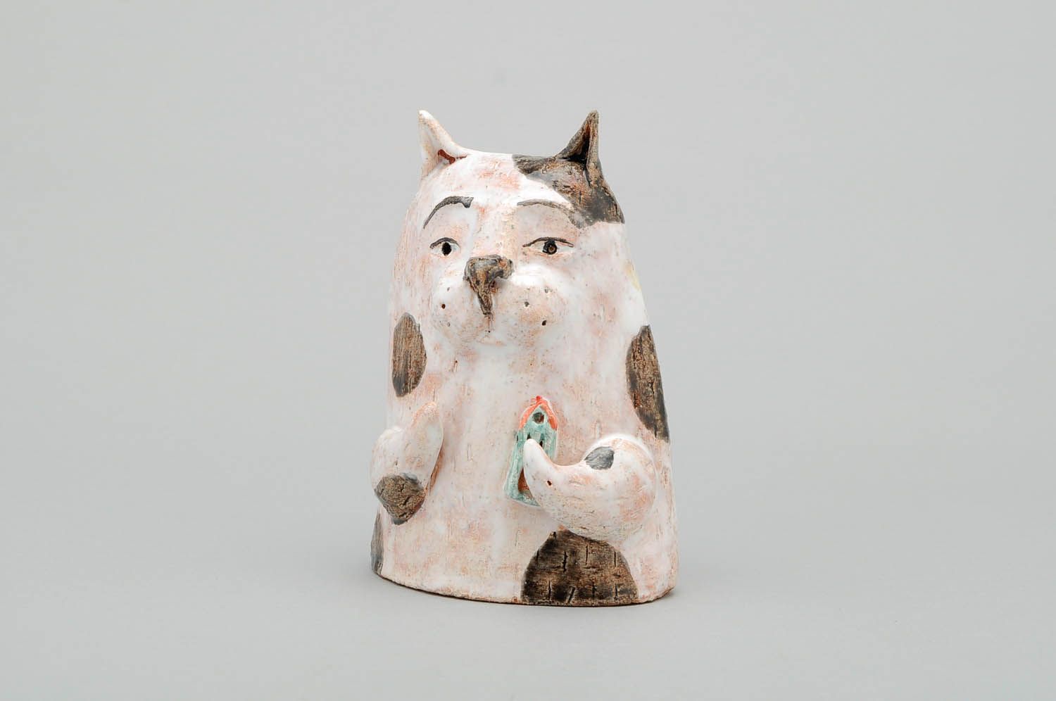 Statuette made of chamotte clay Kitty photo 3