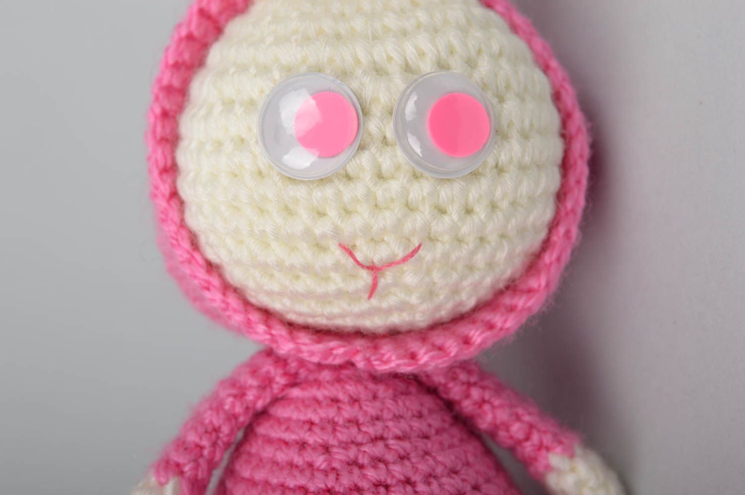 Мягкая игрушка заяц розовый игрушка ручной работы детская игрушка симпатичная фото 3