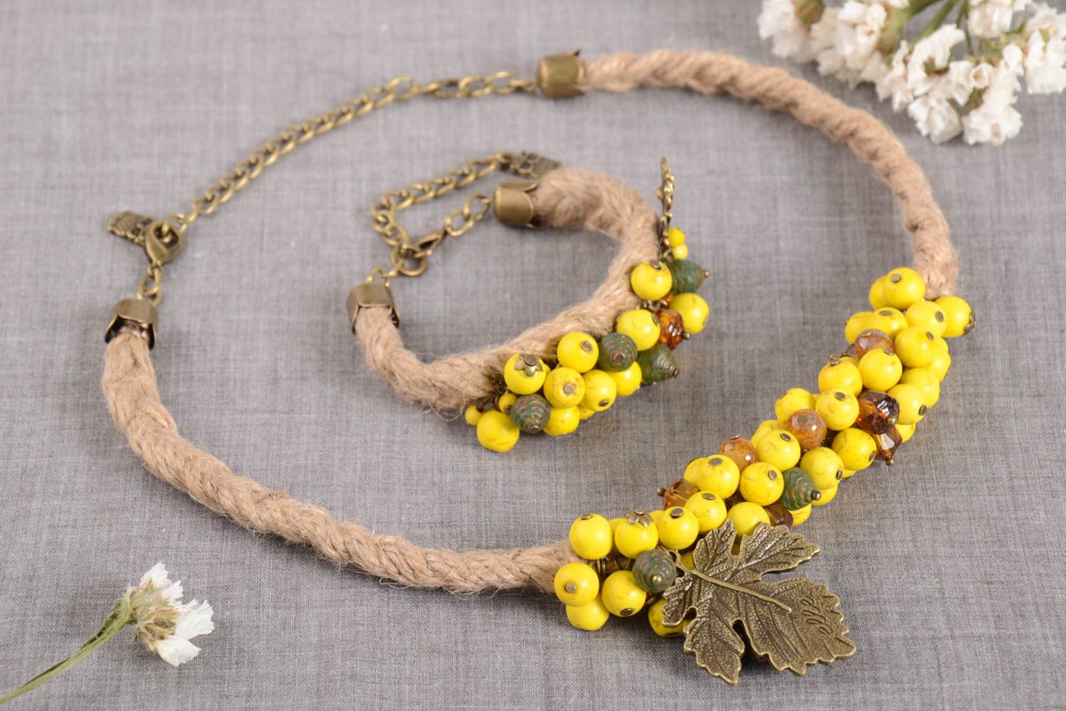 Handmade gemstone jewelry set beaded necklace bracelet designs artisan jewelry photo 1