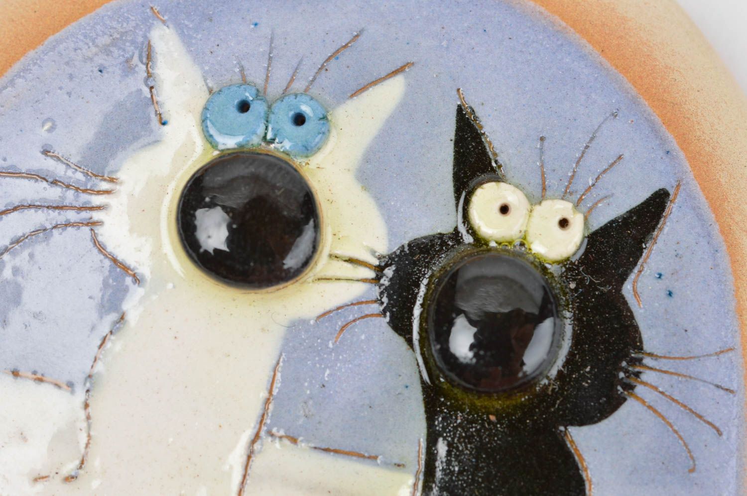 Magnet frigo fait main Aimant frigo en argile Décoration cuisine Deux chats photo 5