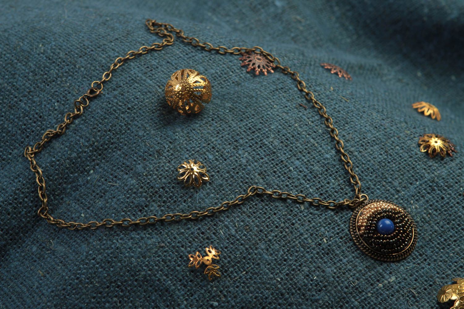 Seed beaded jewelry handmade vintage pendant designer women accessory present photo 1