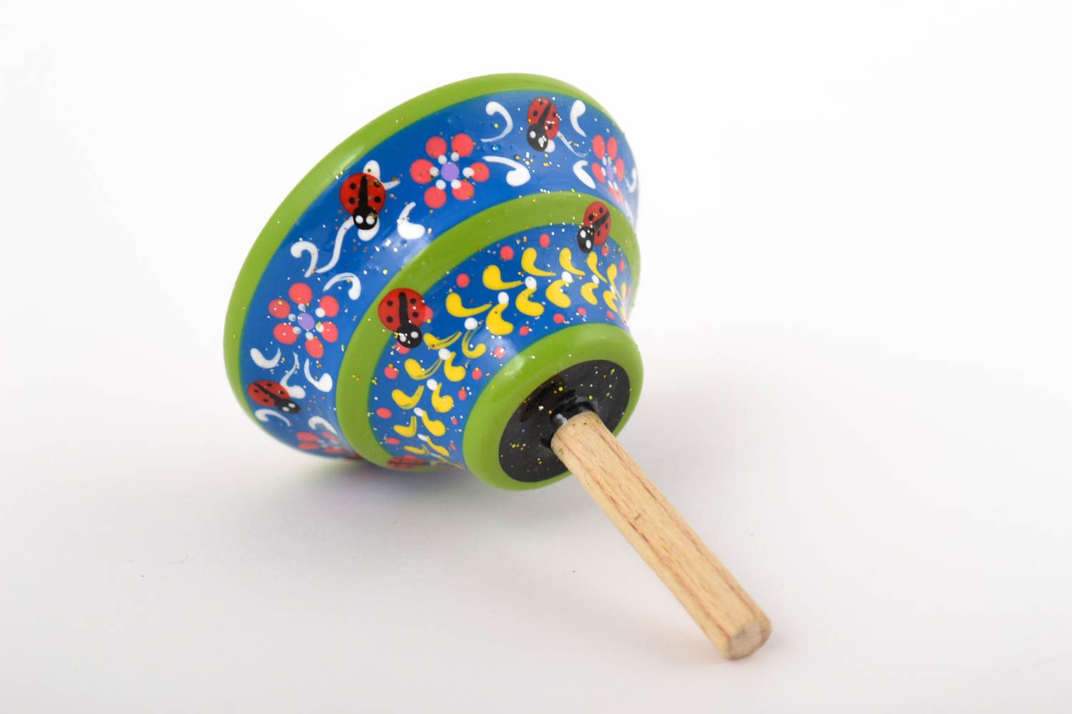 Игрушка из дерева ручной работы юла игрушка детская юла с красочными узорами фото 1