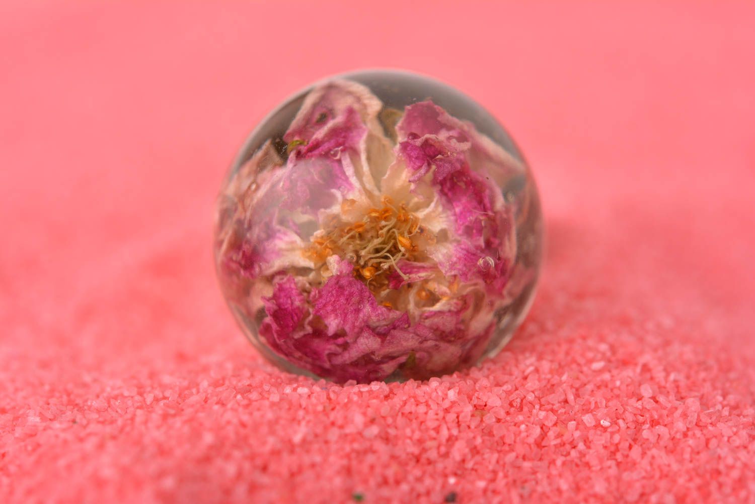 Bague fleur rose Bijou fait main recouvert de résine époxyde Cadeau femme photo 2