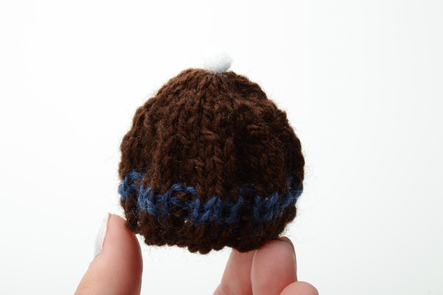 Bonnet pour oeuf de Pâques tricoté au crochet fait main brun original décoration photo 5