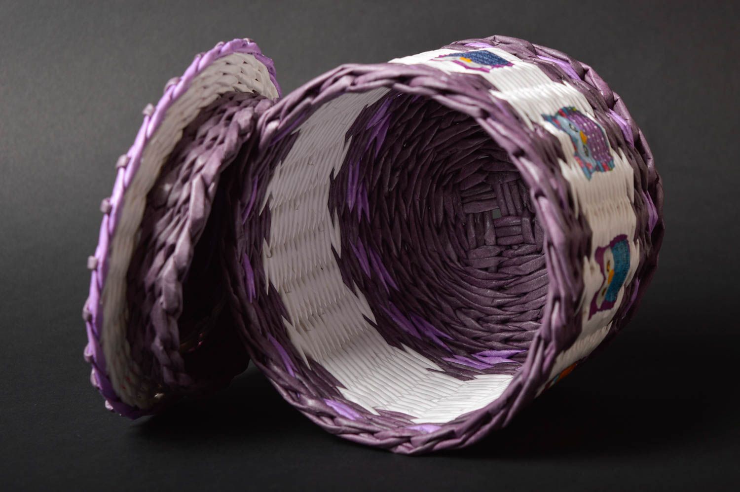 Handmade violetter Korb geflochten aus Papier Deko Korb Wohn Accessoire foto 4