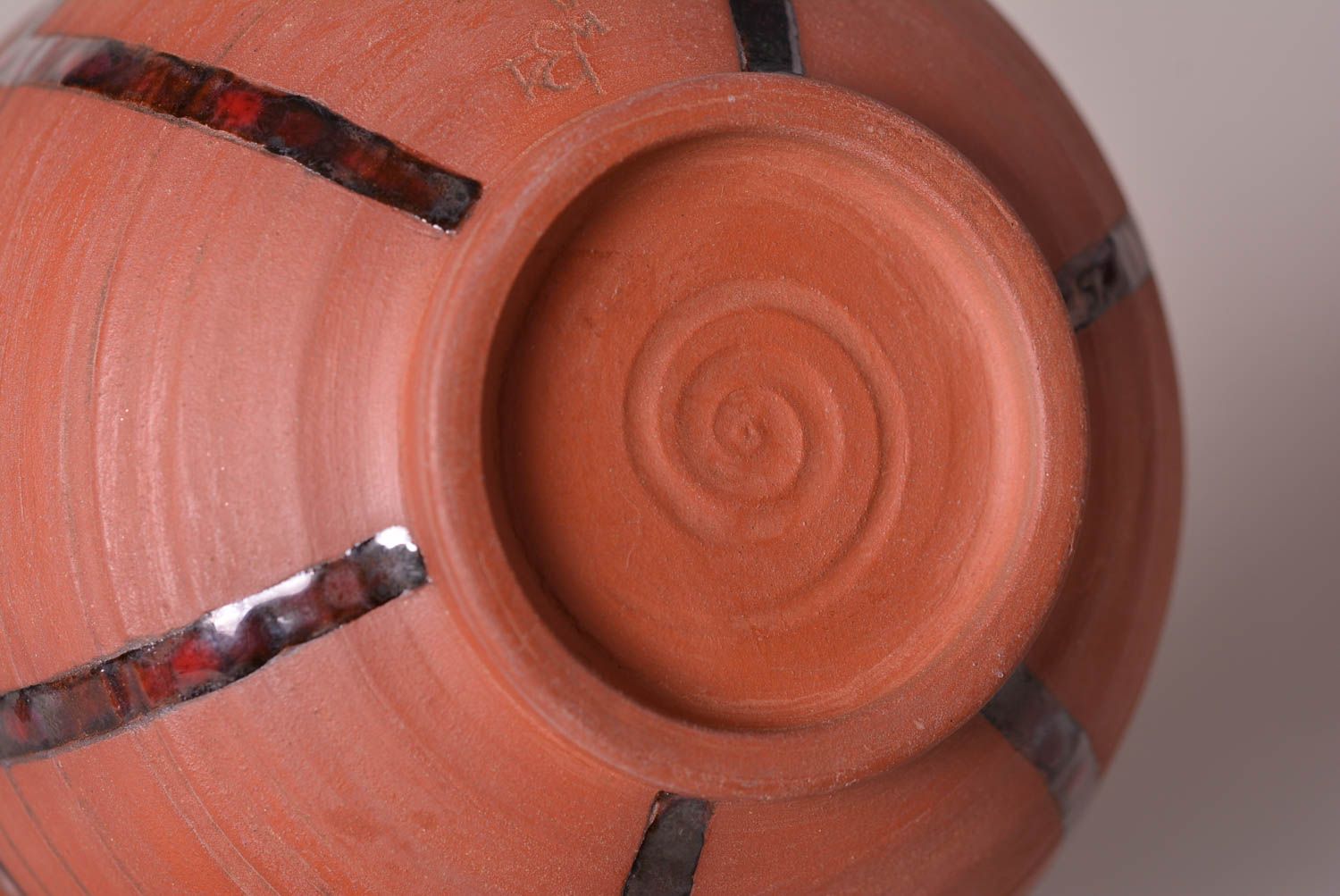 Handgemachte Keramik Schale schönes Geschirr aus Ton Deko für Haus braun foto 5