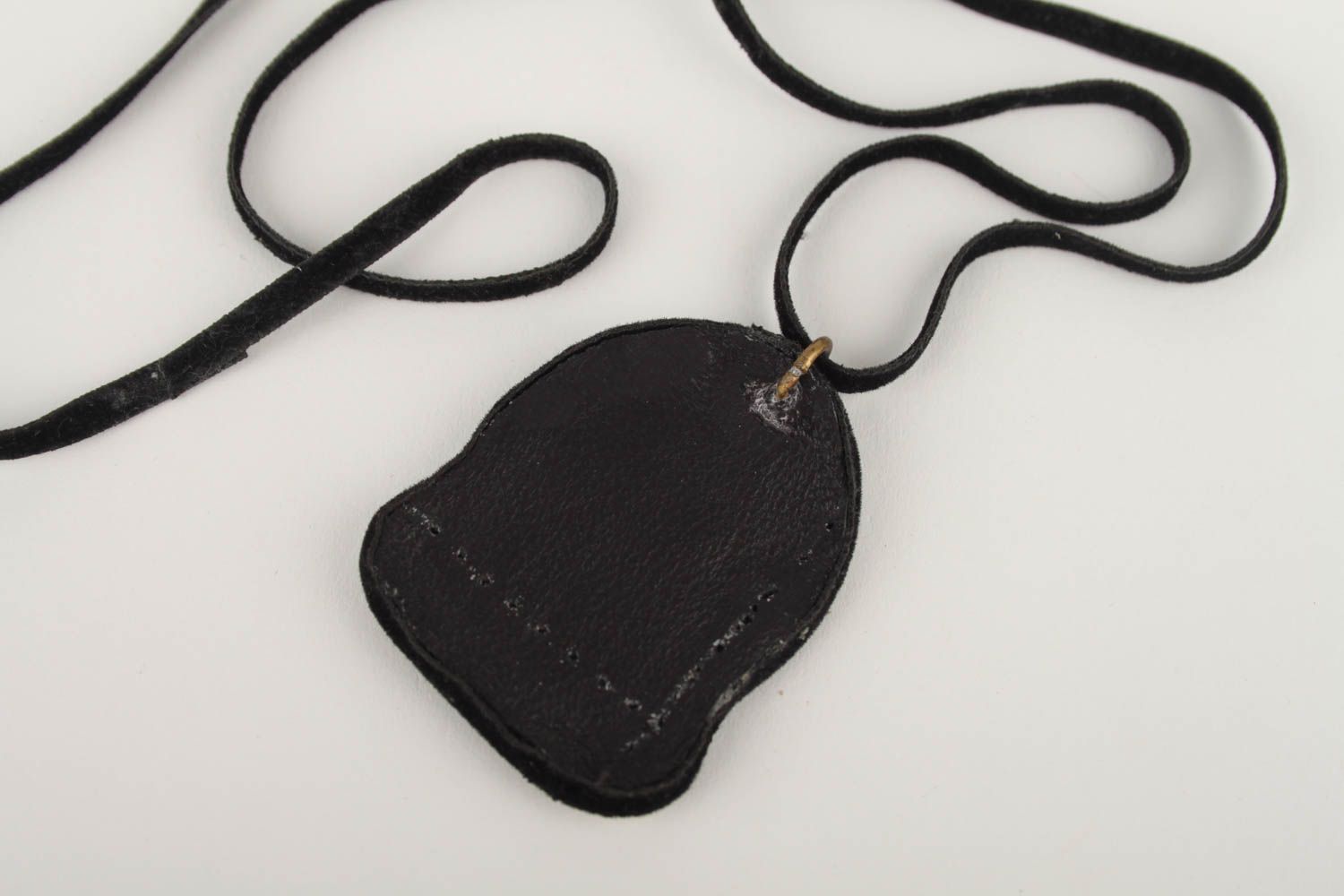 Handmade jewelry leather pendant metal pendant women pendant with cord girl gift photo 4
