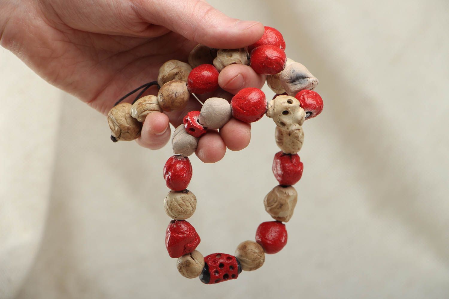 Homemade ceramic bead necklace photo 4
