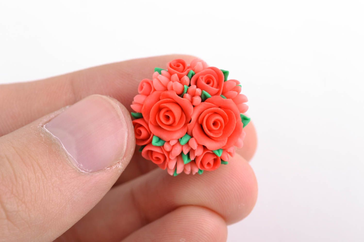 Кольцо с цветами из полимерной глины ручная работа  фото 2