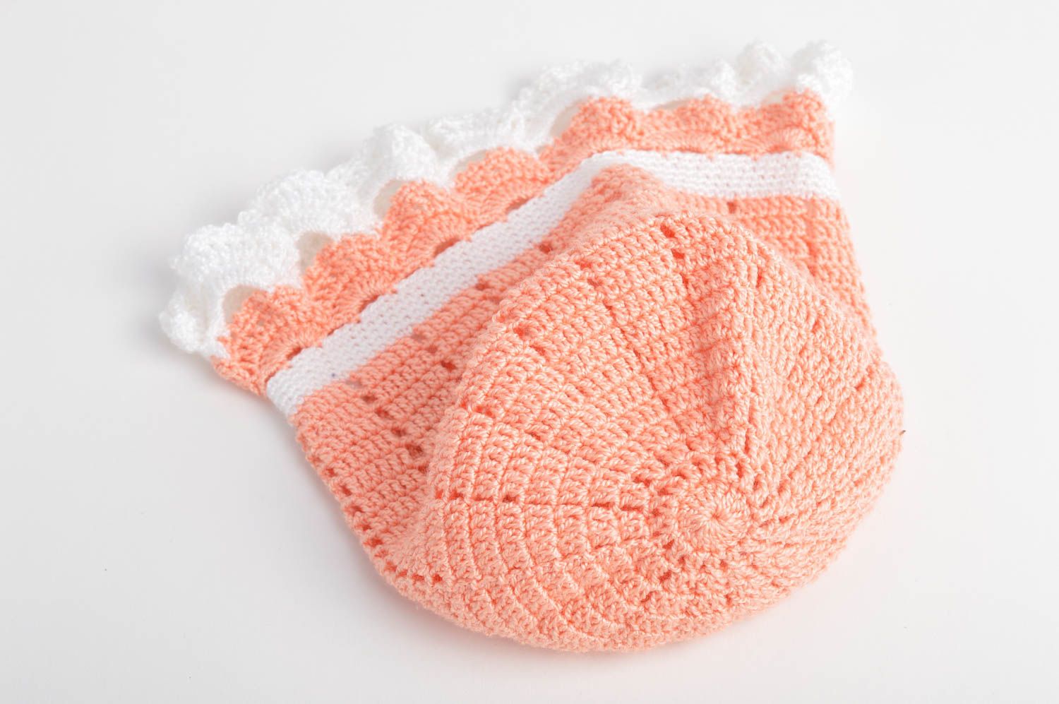 Bonnet tricot fait main Chapeau au crochet fils coton acrylique Vêtement fille photo 4