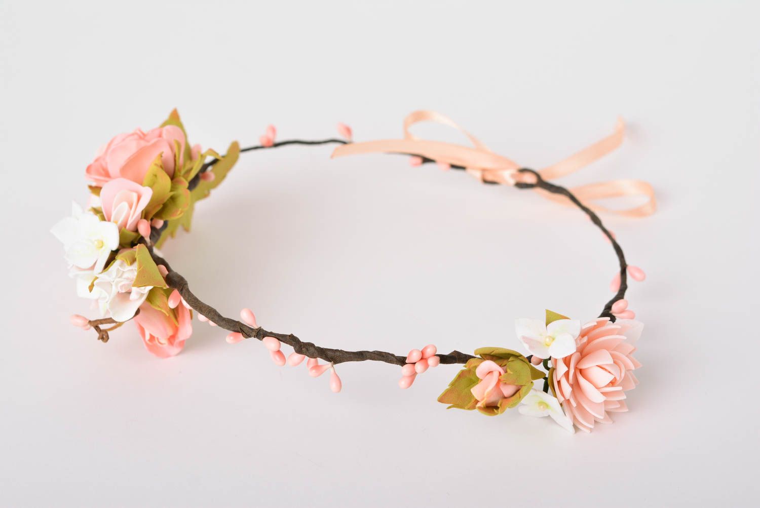 Stylish unusual hair accessory handmade pink headband designer present  photo 3