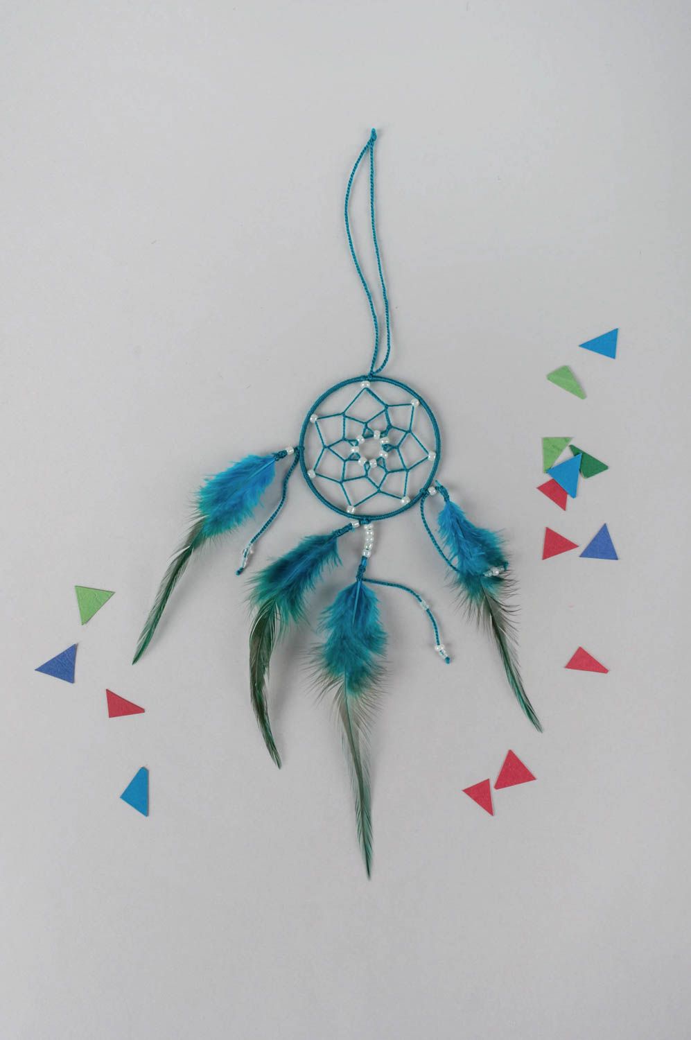 Cazador de sueños de plumas hecho a mano para decorar la casa amuleto protector  foto 1