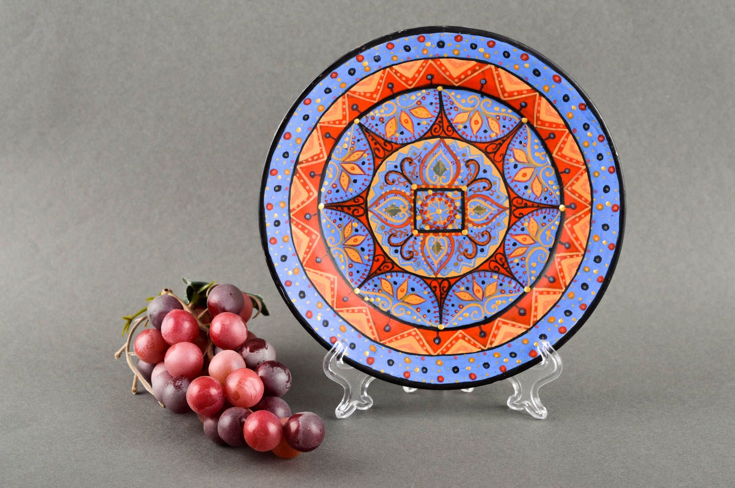 Декоративная тарелка ручной работы тарелка с рисунком декор для стола сувенир фото 1
