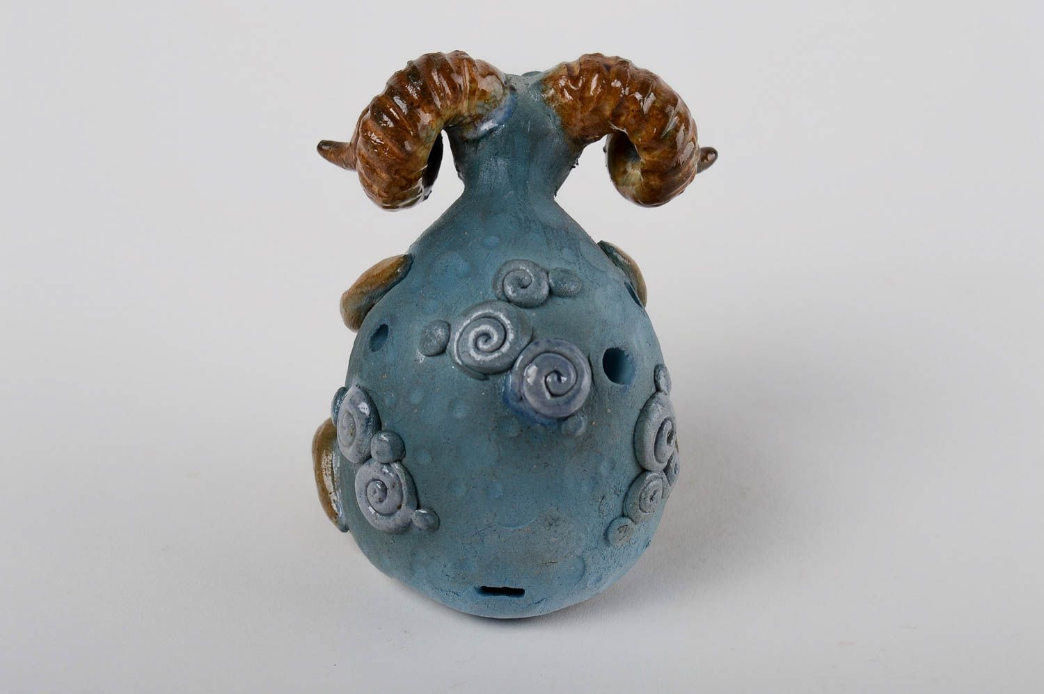 Handmade clay whistle sheep decorative pottery handmade clay figurines for baby photo 3