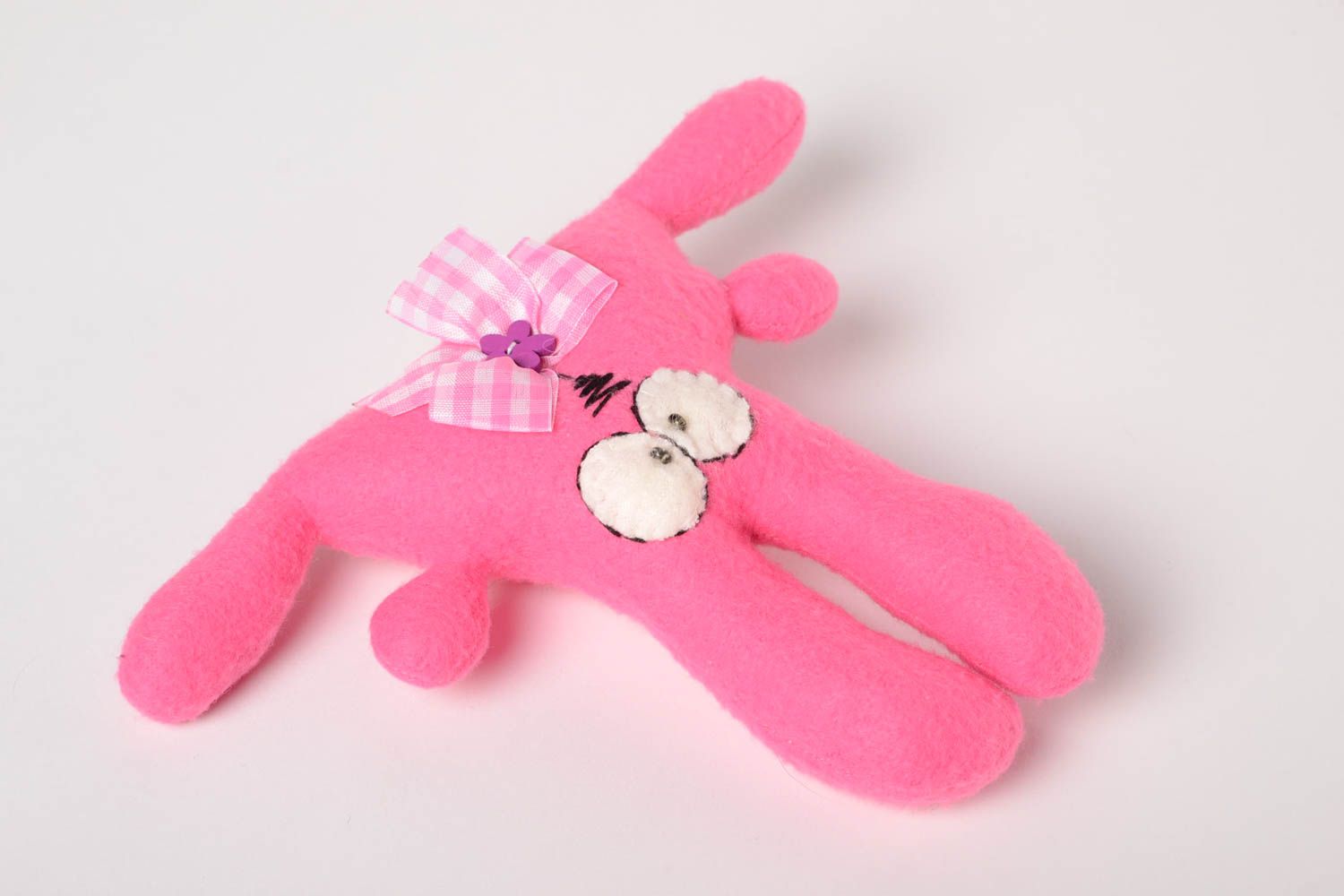 Handmade baby toy fleece handmade toy soft toy pink bunny toy toy for kids   photo 3