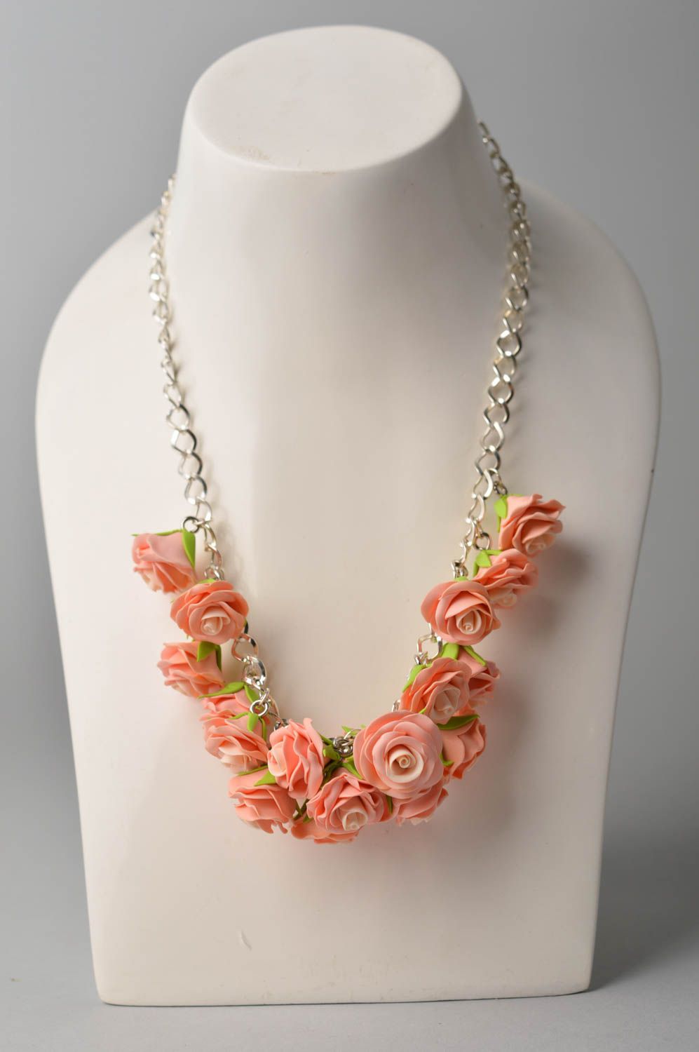 Flower jewelry handmade necklace chain necklace polymer clay designer accessory photo 1