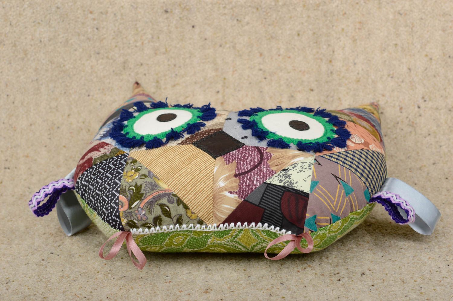 Детская игрушка хенд мейд игрушка подушка сова из ткани диванная подушка фото 4