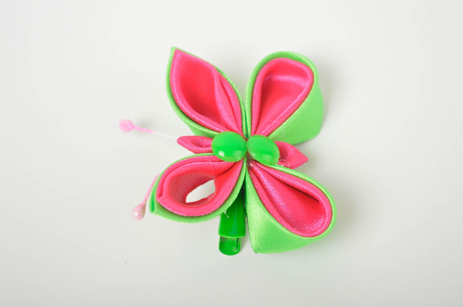 Handmade Haarspange Schmetterling Mädchen Haarschmuck Mode Accessoire rosa grün foto 2