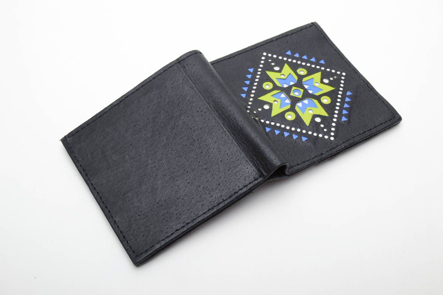 Genuine leather wallet with ornament photo 5