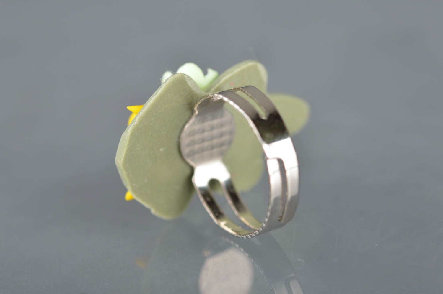 Women's handmade beautiful polymer clay flower ring designer jewelry for girls photo 5