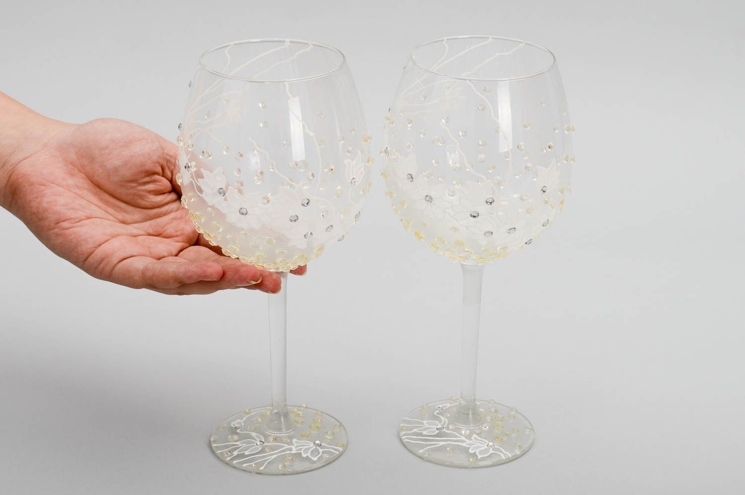 Handmade wedding glasses elegant glasses for wine 2 cute glasses 350 ml photo 5