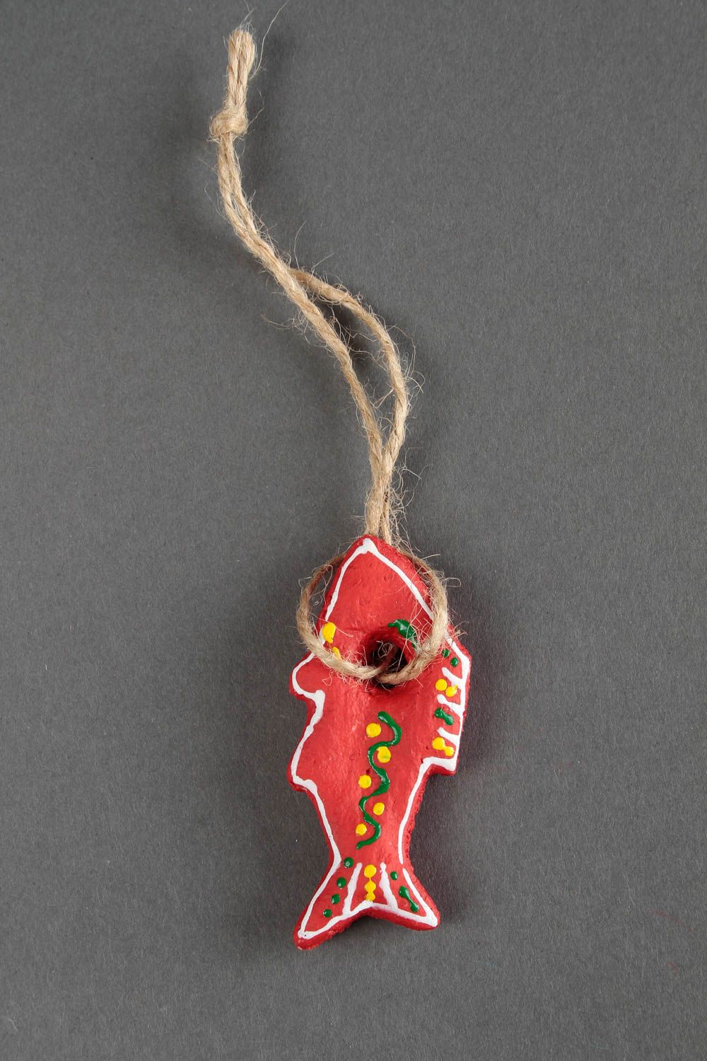 Deko für Weihnachten handmade Salzteig Figur Wohn Accessoire roter Fisch foto 3