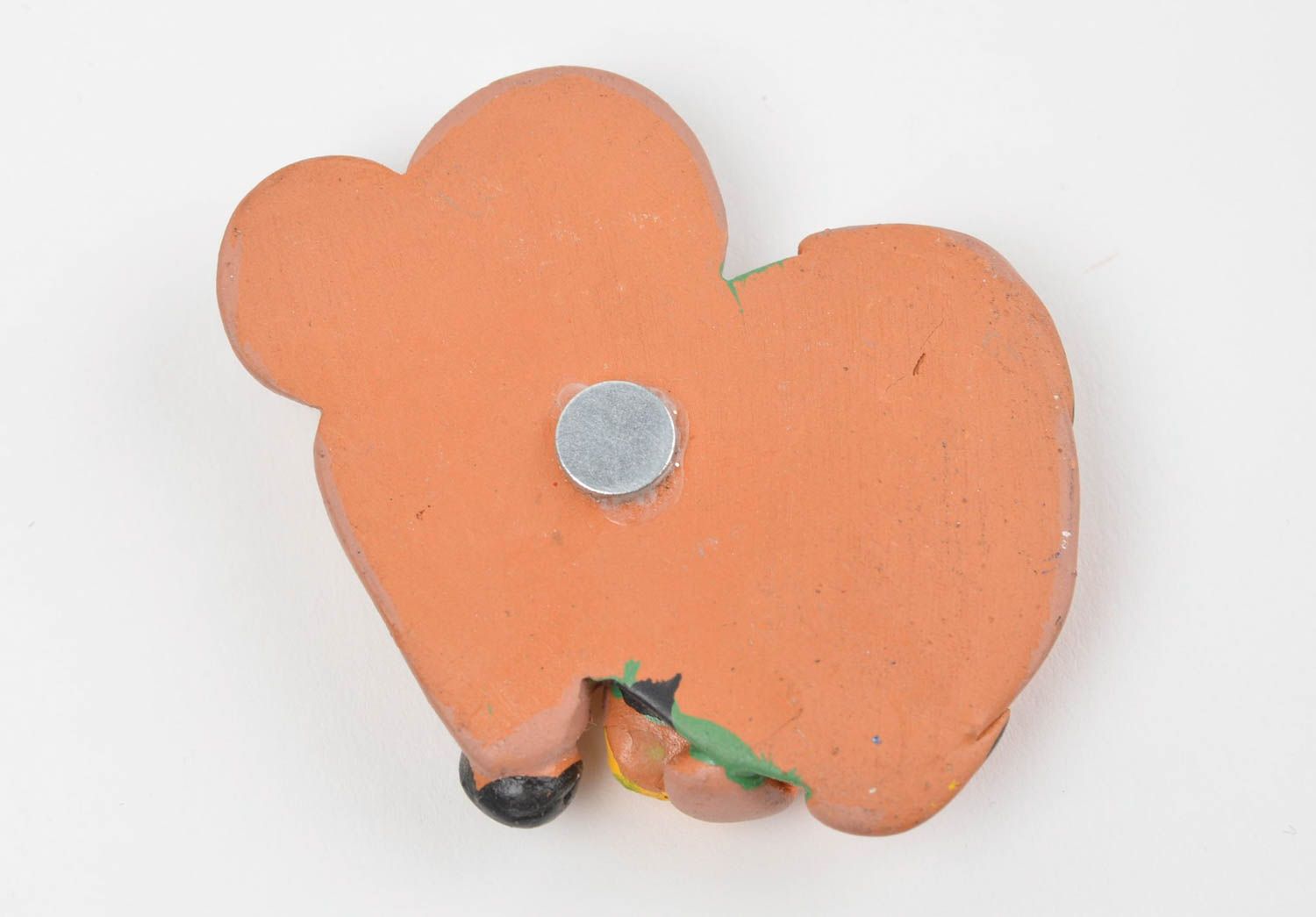 Яркий глиняный магнит на холодильник в виде мышки ручной работы расписной фото 4