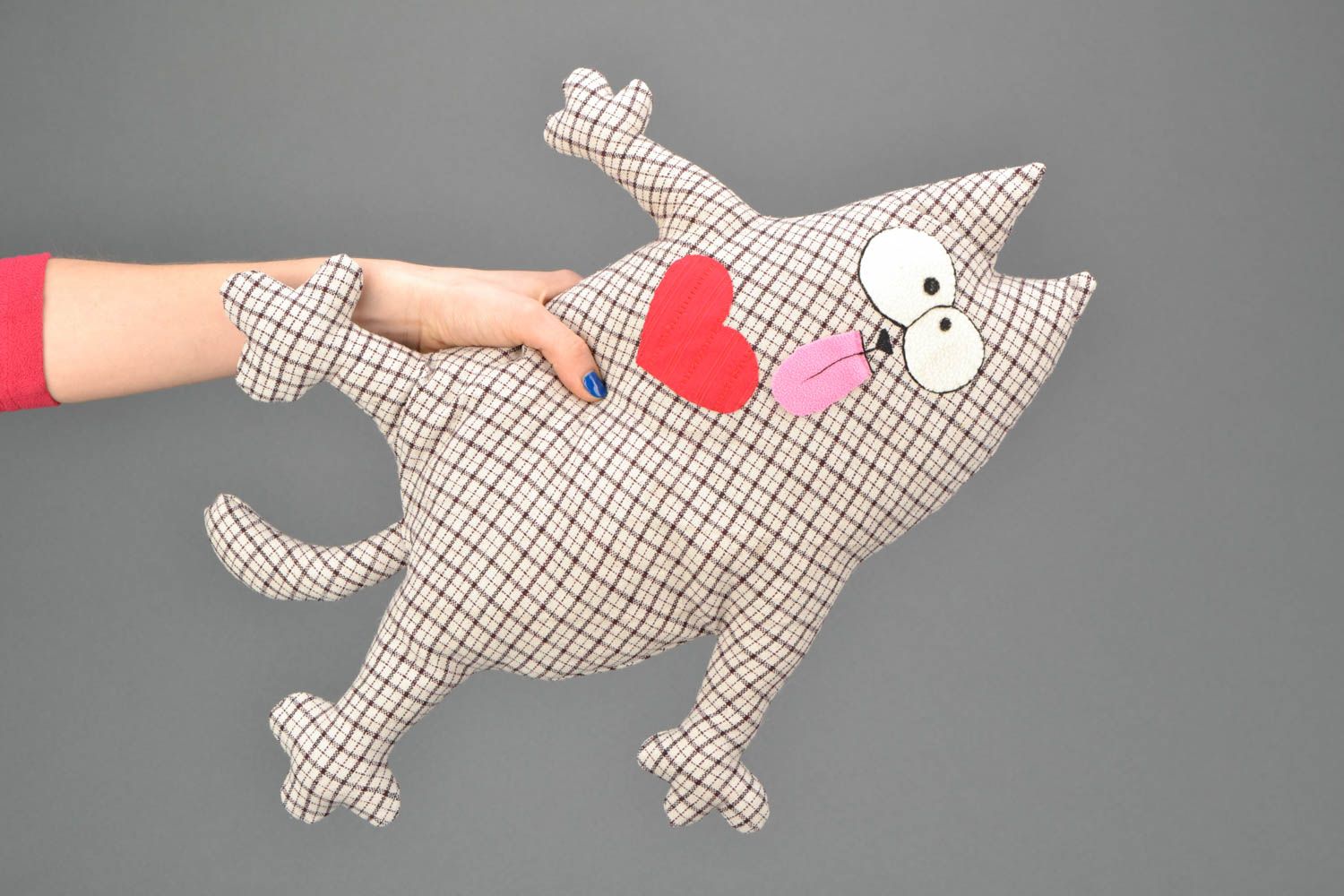 Игрушка подушка для ребенка Кот в клеточку  фото 2