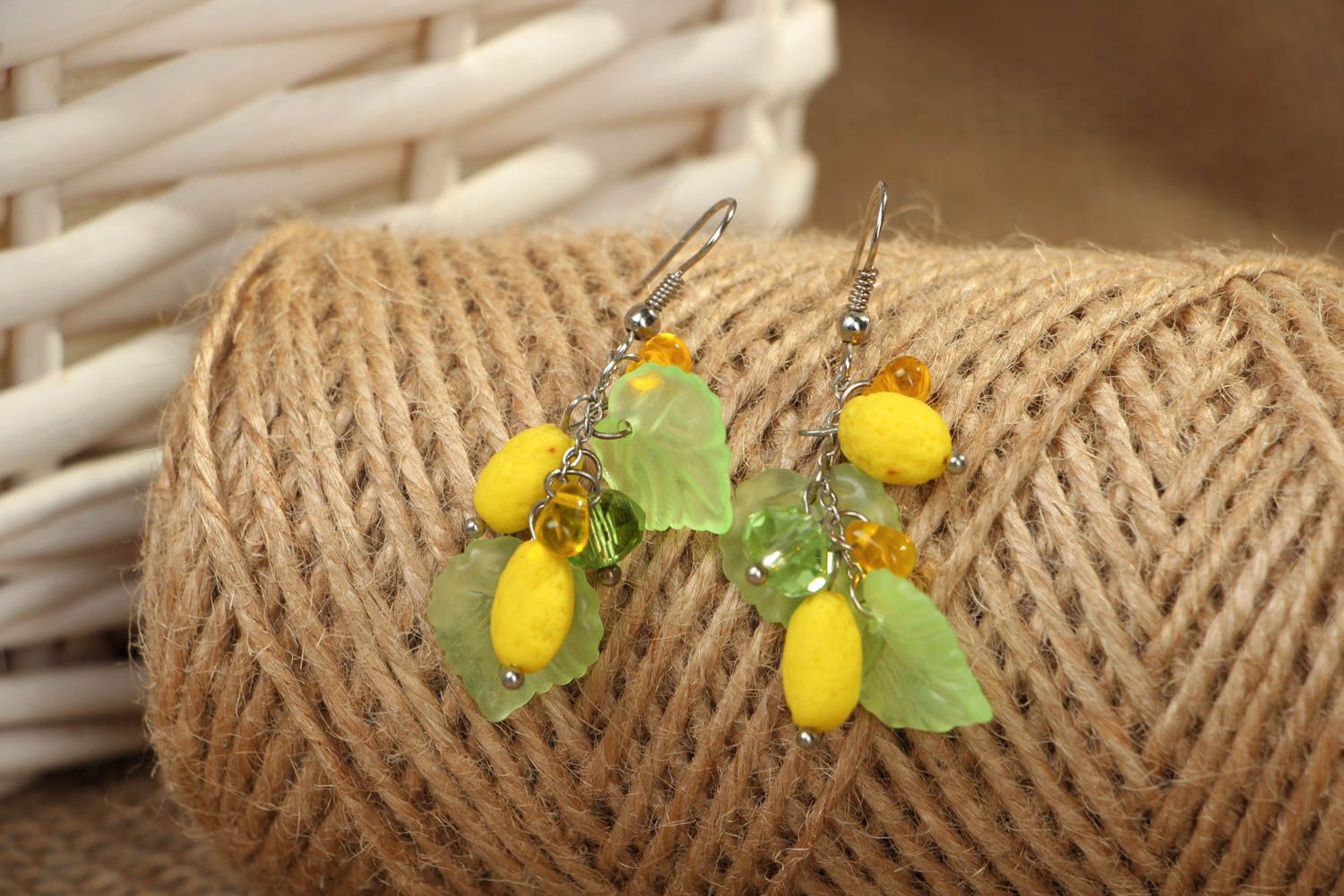 Polymer clay earrings in the shape of lemons photo 4